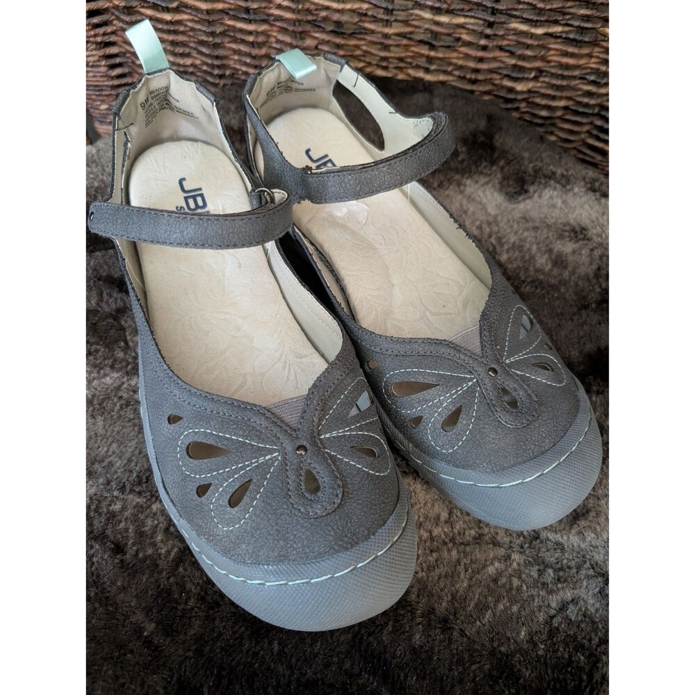 JBU by Jambu Meadow Mary Janes Shoes 9 Flats Gray Comfort Memory Foam Vegan Boho
